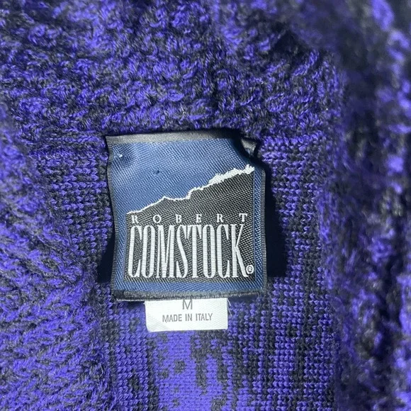 Vintage 90s Robert Comstock Purple Puff Sweater 100% Wool Men's Medium Italy - Picture 2 of 7